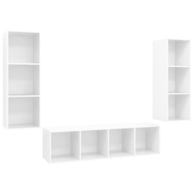 3 Piece TV Cabinet Set High Gloss White Engineered Wood - thumbnail 2