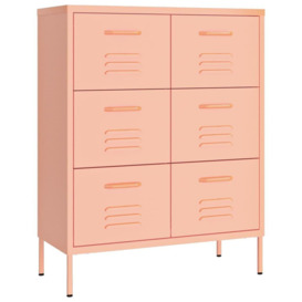 Drawer Cabinet Pink 80x35x101.5 cm Steel - thumbnail 2
