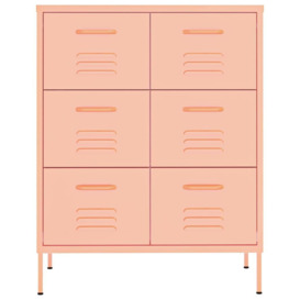 Drawer Cabinet Pink 80x35x101.5 cm Steel - thumbnail 3