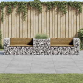 Garden Bench with Gabion Basket Impregnated Wood Pine - thumbnail 1