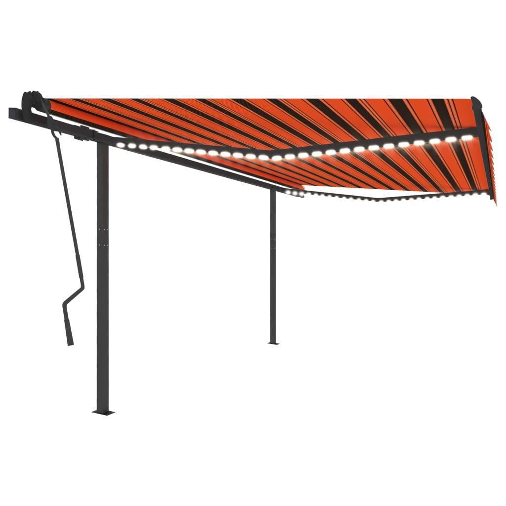 Manual Retractable Awning with LED 4.5x3.5 m Orange and Brown - image 1