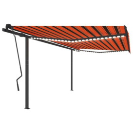 Manual Retractable Awning with LED 4.5x3.5 m Orange and Brown - thumbnail 1