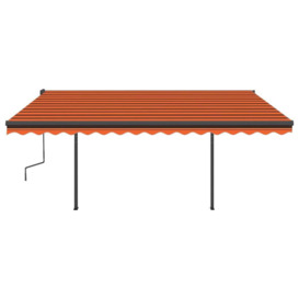 Manual Retractable Awning with LED 4.5x3.5 m Orange and Brown - thumbnail 3