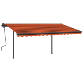 Manual Retractable Awning with LED 4.5x3.5 m Orange and Brown - thumbnail 2