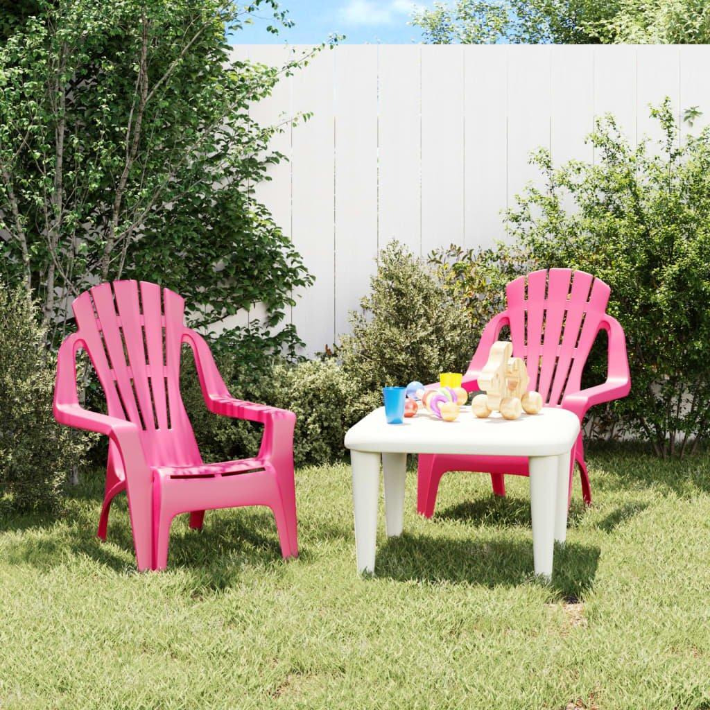 Garden Chairs 2 pcs for Children Pink 37x34x44 cm PP Wooden Look - image 1