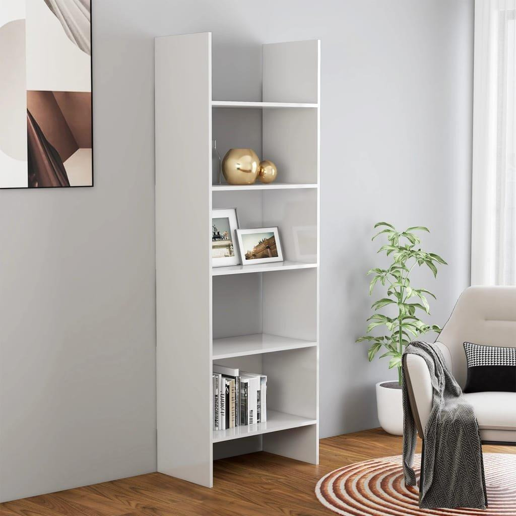 Book Cabinet High Gloss White 60x35x180 cm Engineered Wood - image 1