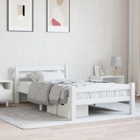 Bed Frame White Solid Pinewood 100x200 cm - thumbnail 1