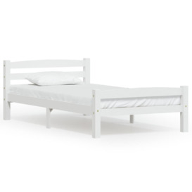 Bed Frame White Solid Pinewood 100x200 cm - thumbnail 2