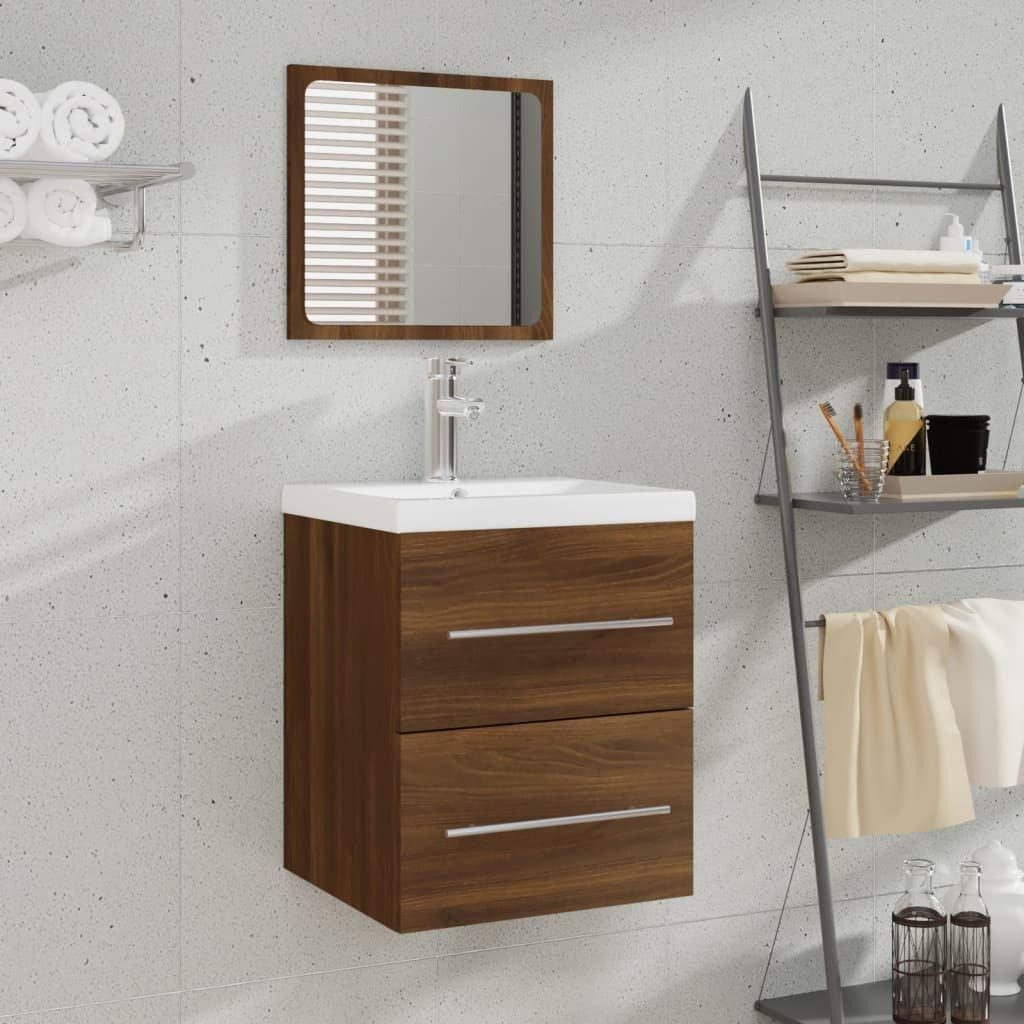 Bathroom Cabinet with Mirror Brown Oak 41x38.5x48 cm Engineered Wood - image 1