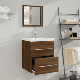 Bathroom Cabinet with Mirror Brown Oak 41x38.5x48 cm Engineered Wood - thumbnail 3