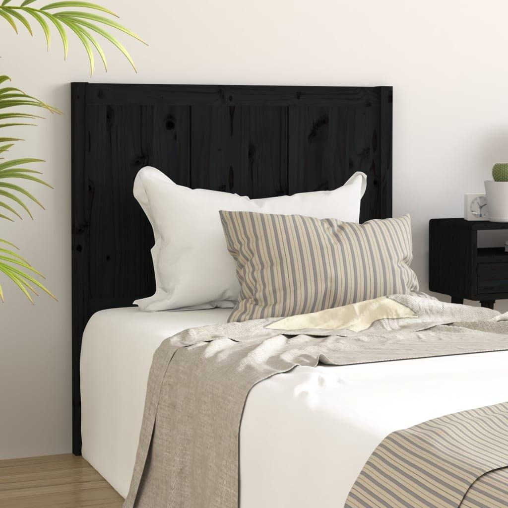 Bed Headboard Black 80.5x4x100 cm Solid Pine Wood - image 1