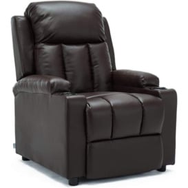 Stockholm Leather Armchair Manual Push Back Recliner - thumbnail 1