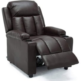 Stockholm Leather Armchair Manual Push Back Recliner - thumbnail 2