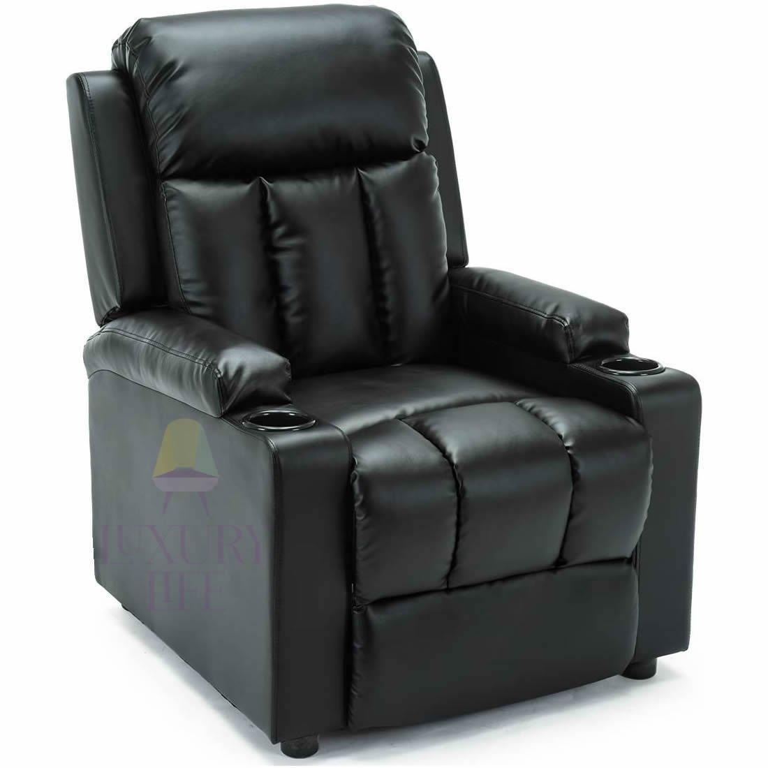 Stockholm Leather Armchair Manual Push Back Recliner - image 1
