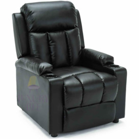 Stockholm Leather Armchair Manual Push Back Recliner - thumbnail 1