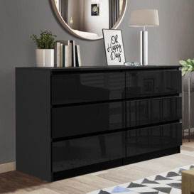 Carlton Gloss Chest of Drawers 6 Drawer Cabinet - thumbnail 1