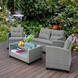 Mora Outdoor 4 Piece Rattan Garden Furniture Set