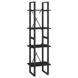 4-Tier Book Cabinet Black 40x30x140 cm Solid Pine Wood - thumbnail 2
