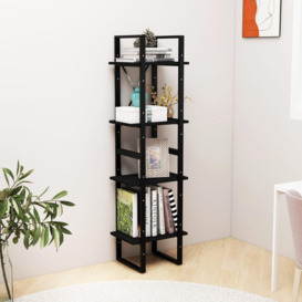 4-Tier Book Cabinet Black 40x30x140 cm Solid Pine Wood - thumbnail 3