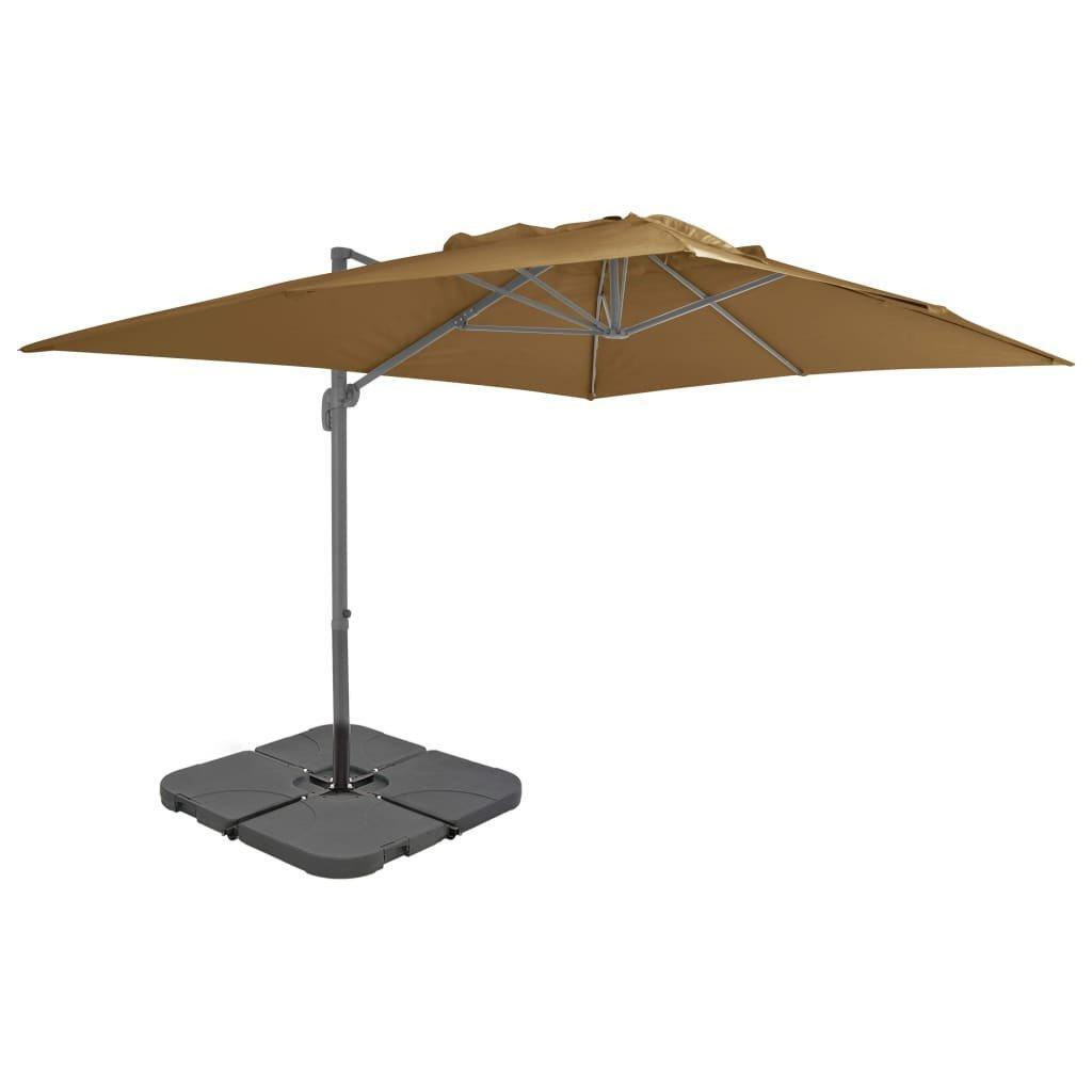 Outdoor Umbrella with Portable Base Taupe - image 1