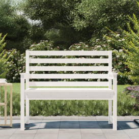 Garden Bench White 109x48x91.5 cm Solid Wood Pine - thumbnail 3