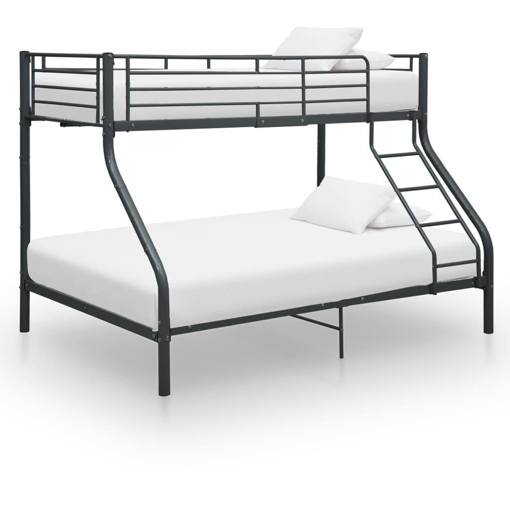 Bunk Bed Frame Black Metal 140x200 cm/90x200 cm - image 1