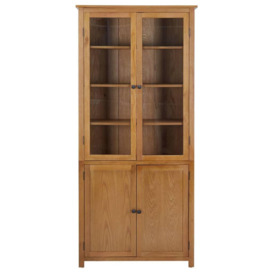 Bookcase with 4 Doors 90x35x200 cm Solid Oak Wood and Glass - thumbnail 2