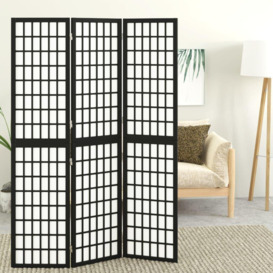 Folding 3-Panel Room Divider Japanese Style 120x170 cm Black - thumbnail 1