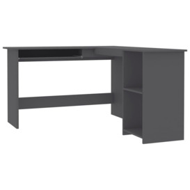L-Shaped Corner Desk Grey 120x140x75 cm Engineered Wood - thumbnail 2