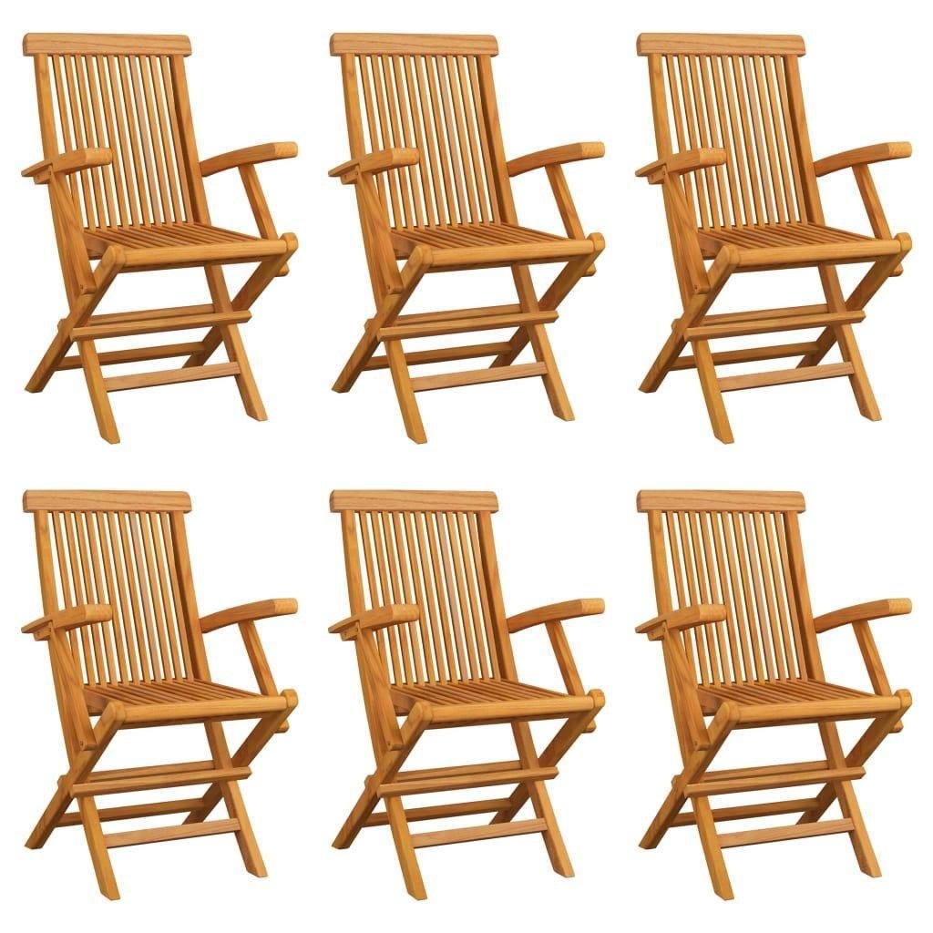 Folding Garden Chairs 6 pcs Solid Teak Wood - image 1