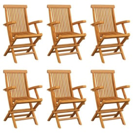 Folding Garden Chairs 6 pcs Solid Teak Wood - thumbnail 1