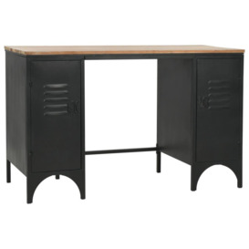 Double Pedestal Desk Solid Firwood and Steel 120x50x76 cm - thumbnail 3