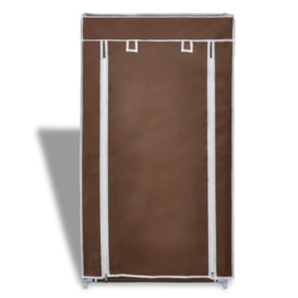 Fabric Shoe Cabinet with Cover 58 x 28 x 106 cm Brown - thumbnail 2