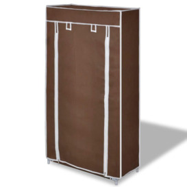 Fabric Shoe Cabinet with Cover 58 x 28 x 106 cm Brown - thumbnail 3