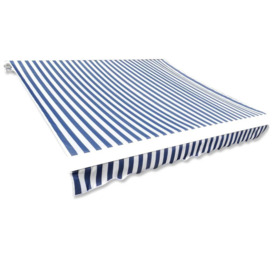 Awning Top Sunshade Canvas Blue & White 4 x 3 m - thumbnail 1