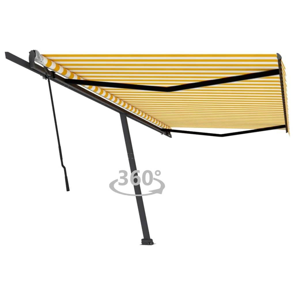 Freestanding Manual Retractable Awning 500x300 cm Yellow/White - image 1