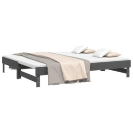 Pull-out Day Bed Grey 2x(90x200) cm Solid Wood Pine - thumbnail 3
