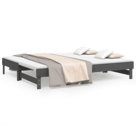 Pull-out Day Bed Grey 2x(90x200) cm Solid Wood Pine - thumbnail 2