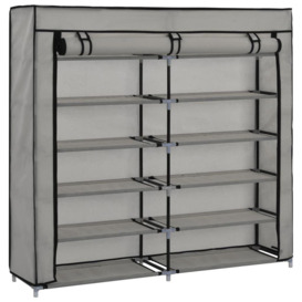 Shoe Cabinet with Cover Grey 115x28x110 cm Fabric - thumbnail 3