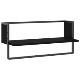 Wall Shelf with Bar Black 65x25x30 cm - thumbnail 2