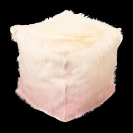 Ivory/Pink Goatskin Ombre Pouf - thumbnail 2