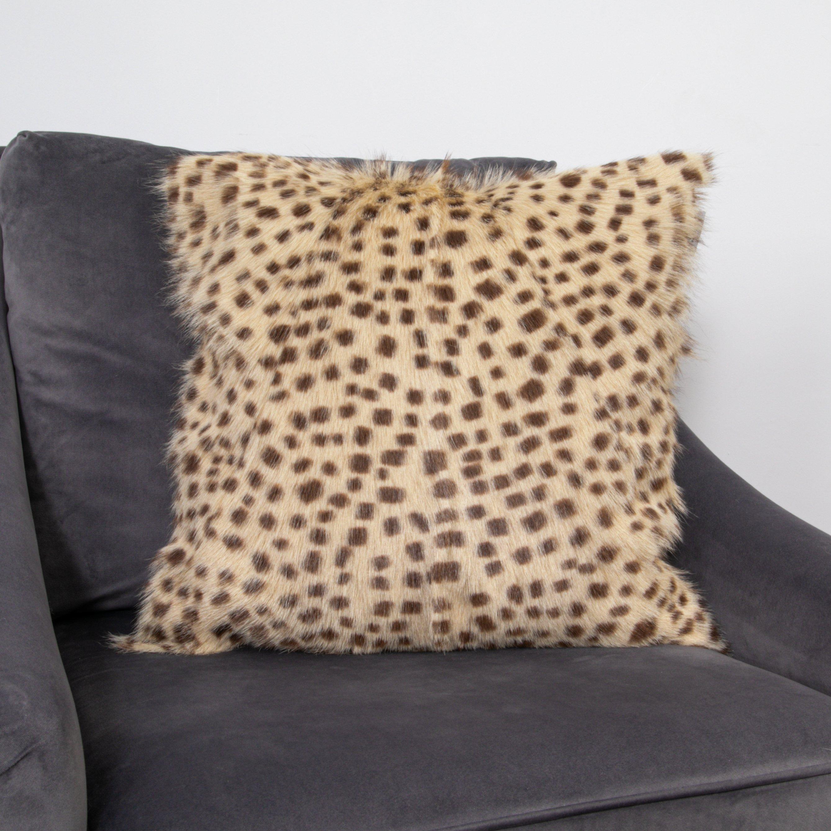 Brown Leopard Goatskin Print Cushion - image 1