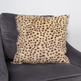 Brown Leopard Goatskin Print Cushion - thumbnail 1