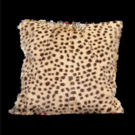 Brown Leopard Goatskin Print Cushion - thumbnail 2