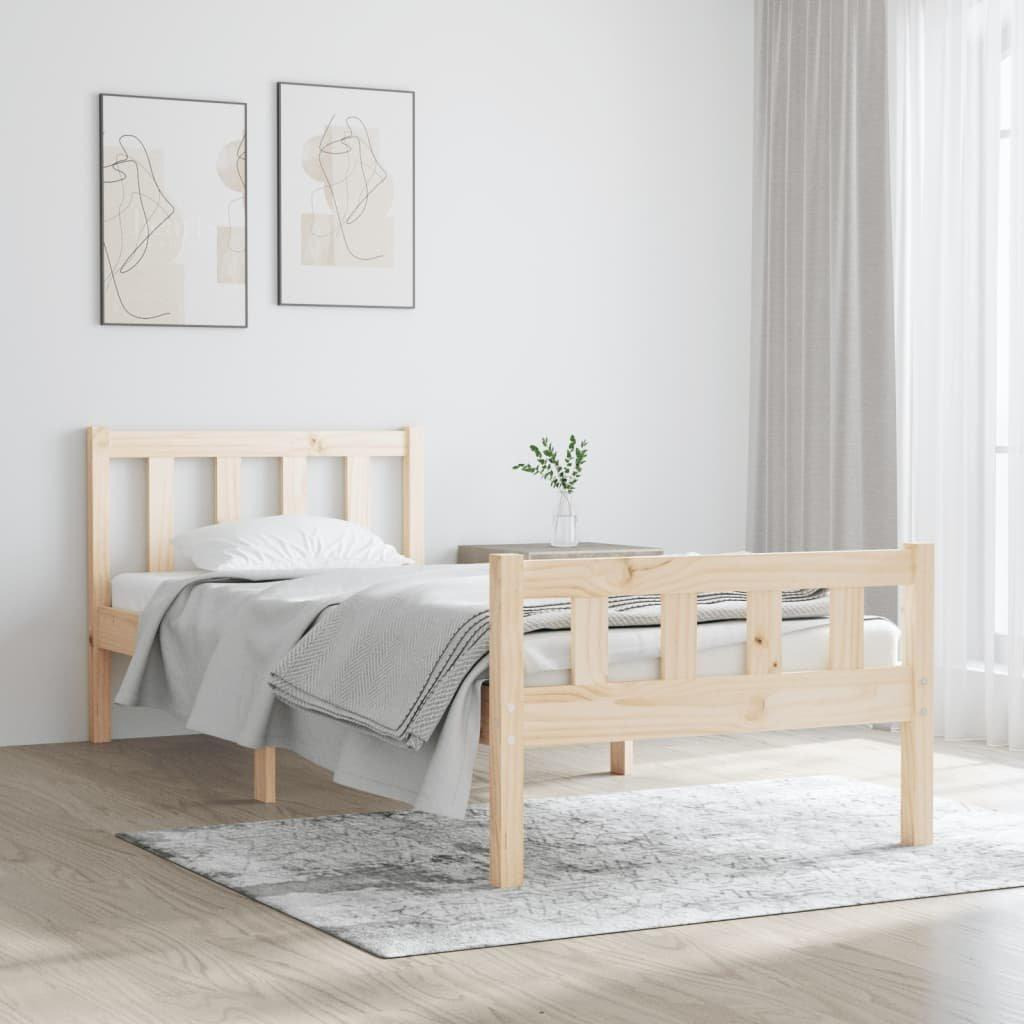 Bed Frame Solid Wood 75x190 cm Small Single - image 1