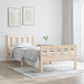 Bed Frame Solid Wood 75x190 cm Small Single - thumbnail 1