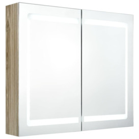 LED Bathroom Mirror Cabinet Oak 80x12x68 cm - thumbnail 2