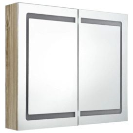LED Bathroom Mirror Cabinet Oak 80x12x68 cm - thumbnail 3