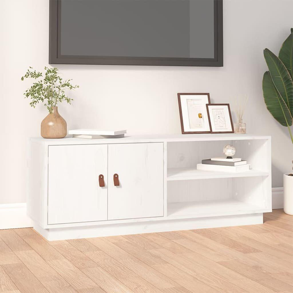 TV Cabinet White 105x34x40 cm Solid Wood Pine - image 1