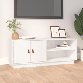 TV Cabinet White 105x34x40 cm Solid Wood Pine - thumbnail 1